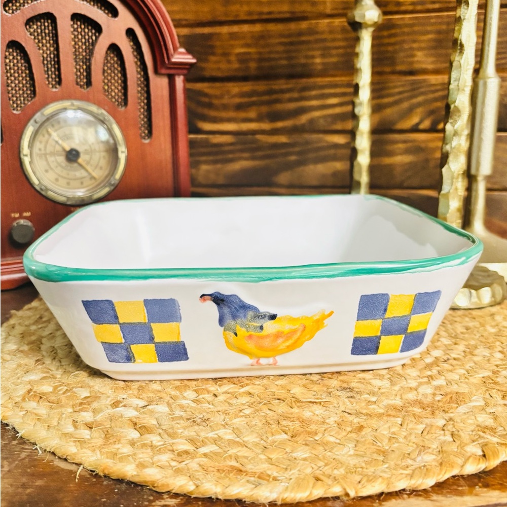 Square Casserole Rayware Portugal Country Kitchen Farmyard Checkered Cow Chicken